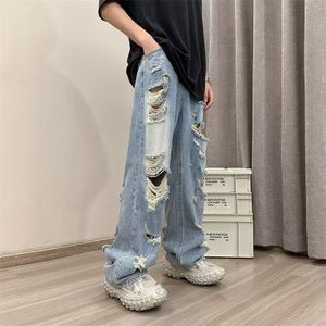 Berrykey Jean élastique mince pour hommes, tendance mode ajustée, jambes droites, pantalon long