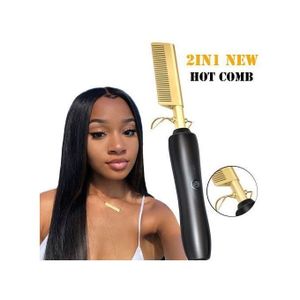 2IN1 Fer à Lisser, à Friser, à Onduler, Peigne Chauffants