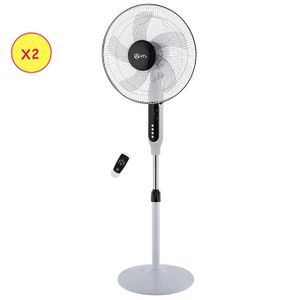 ATL Ventilateur Sur Pied - ATLVENT-16091R - 16" - Telecommande - 05 Helices - 3 Vitesses - 220V - 50 Hz - 45W -  Blanc - Noir   - 02 Pcs - Crt