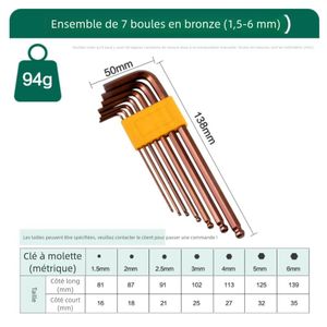 General Jeu de 7 clés hexagonales haut de gamme, en forme de L