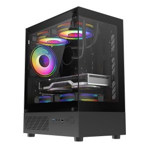 Gm Boîtier PC SUNTAX M-ATX/ITX Transparent (NOIR,BLANC)