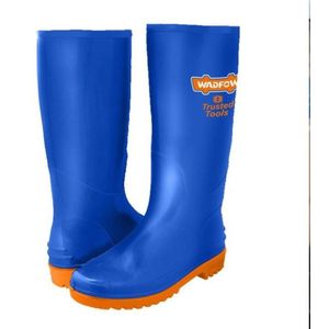 WADFOW Bottes de Pluie et de Sécurité - Bottes de Chantier Étanches en PVC avec Semelle Antidérapante - Bleu 