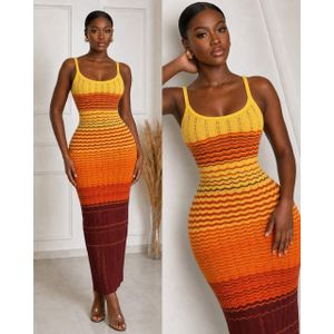 Robe Longue Moulante sans Manches en Maille