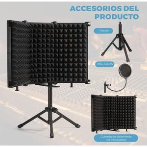 Agptek bouclier d'isolation de microphone pliable 42*30 cm, panneau pliant  avec réflecteur en mousse absorbante,pour enregistrement de microphone en  studio, pour montage sur pied ou table - Conforama