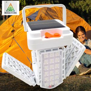 Lanterne solaire LED pliable portable rechargeable suspendue avec chargement USB 72 LED