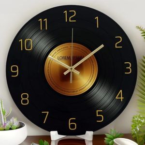 Horloges murales décorées en vinyle rétro, horloges murales silencieuses domestiques - 30cm