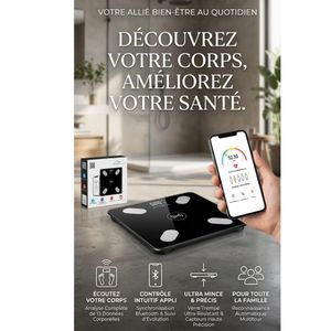 Balance Connectée Bluetooth Numérique - Analyse Corporelle et Fitness - Max 180kg
