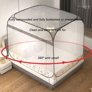 moustiquaire pliable 3 places avec support, tente de lit pour adultes avec cadre décoration de chambre à coucher