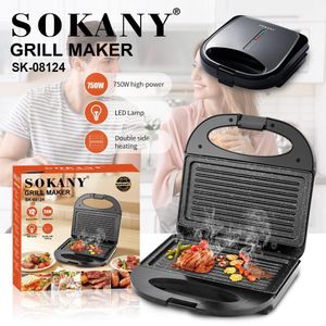 Grill Maker & Presse à Panini Électrique 750W SK-08124 – Grille-Viande Compact avec Plaques Striées Antiadhésives, Chauffage Double Face & Témoin LED
