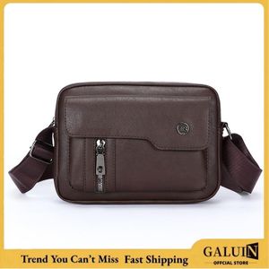 GALUIN Sac bandoulière homme mini en cuir marron, sac pour téléphone à plusieurs compartiments