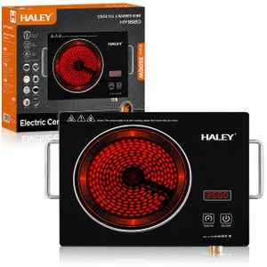 HALEY Réchaud Électrique Vitrocéramique 3500 W – Plaque Chauffante Portable avec Écran LED et Minuterie