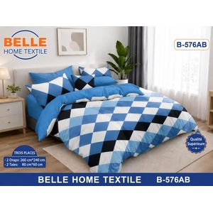 Belle Lot de 2 Draps et 2 Taies - Confort et Élégance pour Lit 3 Places 