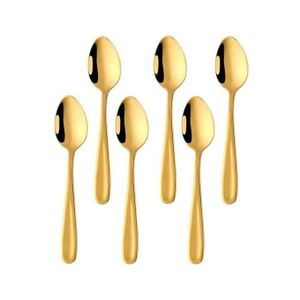 Lot De 6 Cuillères à Café Dorées En Acier Inoxydable - Cuillères à Glace - Cuillères à Dessert  HG