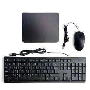 Kit Clavier Filaire et Souris Filaire 3 en 1 avec Tapis de Souris, USB, Idéal pour Bureau, Compatible PC Portable et Ordinateur Fixe