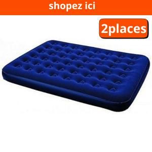 Matelas Gonflable 2 Places Confortable - Lit d'Appoint Idéal pour Invités et Camping - Surface Douce Velours