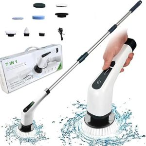  Brosse Électrique de Nettoyage Multifonction 7-en-1 avec Manche Télescopique
