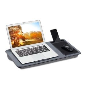 Support Ordinateur Portable de Lit 3 en 1 - Plateau Ergonomique avec Tapis de Souris - Gris/Noir Intégré et Fente pour Téléphone 