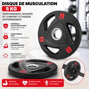 Disque de Musculation 5 KG avec Poignées Ergonomiques – Poids de Fitness et Renforcement Musculaire