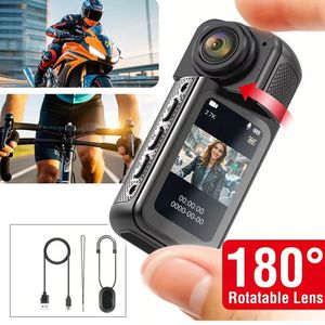 Mini 2,7K Caméra sportive compacte 1080P, 1,47 pouce, angle de 180°, enregistreuse avec WiFi, support magnétique pour vlogs à vélo