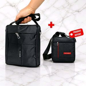 A4 Fashion Pochette Bandoulière Casual Bleue + Sac offert - NOIR