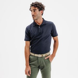 Inesis Polo de golf en coton polyester manches courtes homme, MW500 bleu marine