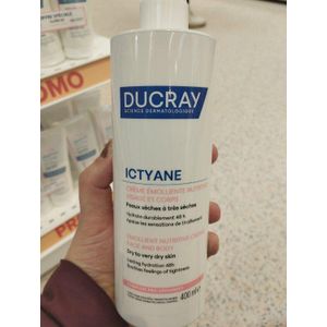 Ducray Ictyane Crème Émolliente Nutritive Visage et Corps Peaux Sèches à Très Sèches - 400 ml
