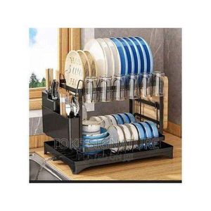 Égouttoir à Vaisselle Double Niveau en Acier Inoxydable, Support Multifonctionnel pour Assiettes, Verres et Couverts, Anti-Rouille