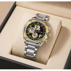 Montre Homme, Montre De Luxe à Quartz avec Affichage date, en Acier inoxydable, très Tendance Nouvelle collection EXTRI X6076