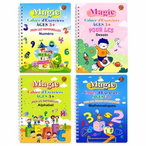 4 livrets d'apprentissage pour enfants à partir de 3 ans - Apprendre à écrire, calculer, compter, dessiner 