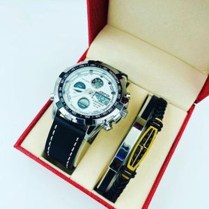 Joefox Montre Homme Modèle De Luxe à Cadran , Permettant De Lire La Date, Idéal Pour Le Business- Avec Bracelet Offert