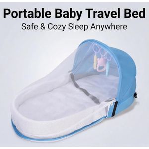 Lit portable pour nouveau-né – Lit de voyage bionique et isolant, berceau pliable anti-stress – Bleu