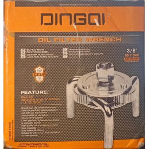 Clé pour Filtre à Huile 3 Griffes Auto-Serrante DINGQI - Raccord 3/8" Réglable de 65 à 110mm - Outil de Vidange Professionnel en Acier au Chrome Satiné pour Voiture et Camion