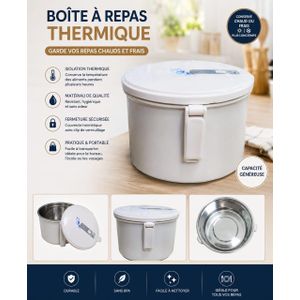  Lunch Box Isotherme Ronde en Acier Inoxydable