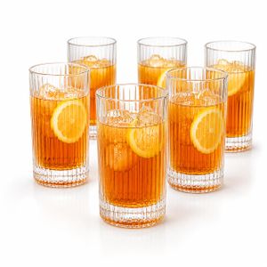 Lot de 6 verres hauts striés – 380 ml