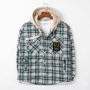 Sweat Veste à Carreaux avec Capuche - Boutons-Pression - Vert Canard & Crème