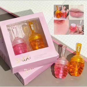 Duo De Huile A Levres Petit Pot De Miel - Baume A Levres Hydratant Fini Transparent - Pack De 2