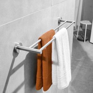 Agréable Porte-Serviettes de Salle de Bain à Double Bras en Acier Inoxydable