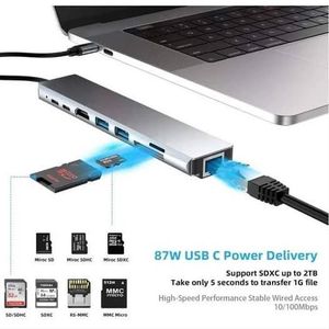 Adaptateur multiport USB C 8 en 1, pour MacBook et autres Type C