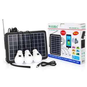 Kit Solaire Portable WAXIBA XB-2361BT-S-L – Panneau 15W – Radio FM – MP3 – USB – Bluetooth – Avec 3 Ampoules LED