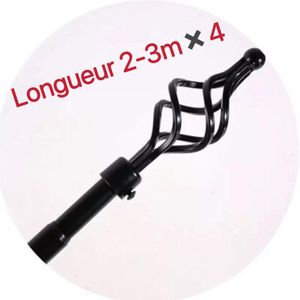 Belle  lot De 4 tringles à Rideaux Extensible 2-3m noir