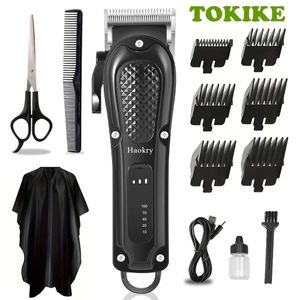 TOKIKE Tondeuses à cheveux sans fil haute puissance, tondeuse électrique rechargeable avec écran LCD, kit de toilettage professionnel tout-en-un pour cheveux épais et durs