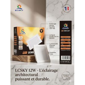 Pack de 3 Downlights LED Carrés 12W - Éclairage Architectural Supérieur