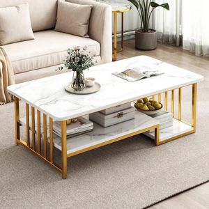 Belle table basse centrale tendance pour décorer vos salons/ blanche/ bois. 