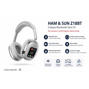 Article HAM & SUN Z18BT – Casque Bluetooth Sans Fil Hi-Res Audio