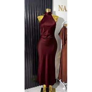 Shafa Robe maxi en satin décontractée à la mode pour femmes