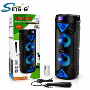 SinG-e Enceinte Bluetooth Portable avec Microphone et Télécommande, Haut-Parleurs LED RGB, Radio FM, Lecture USB/TF, Batterie Rechargeable, Système Karaoké pour Fêtes et Événements