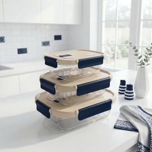 Lot de 3  Boîtes à lunch avec couvercle, compatibles micro-ondes
