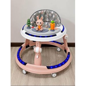  Trotteur Bébé Évolutif et Lumineux avec Plateau de Jeux - Design Lapin Mignon