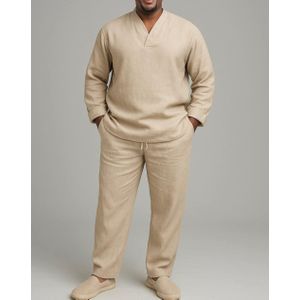 TAFA Tunique Homme Manches Longues en lin