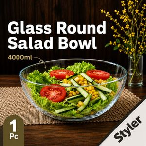 Grand Bol à Salade en Verre Transparent 4000 ml – Résistant, Élégant, Lavable au Lave-Vaisselle – Pour Salades, Fruits, Desserts et Réceptions